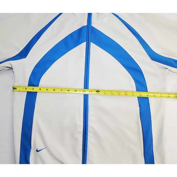 Nike Sz M Mens Weight Full Zip Whit Jacket With Blue Stripe Ca15 - Picture 3 of 9